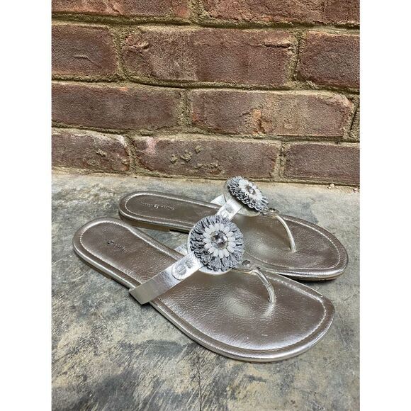 Lindsay Phillips Silver Rosie Switch Flops Flip Flops Size 10 - Picture 2 of 8